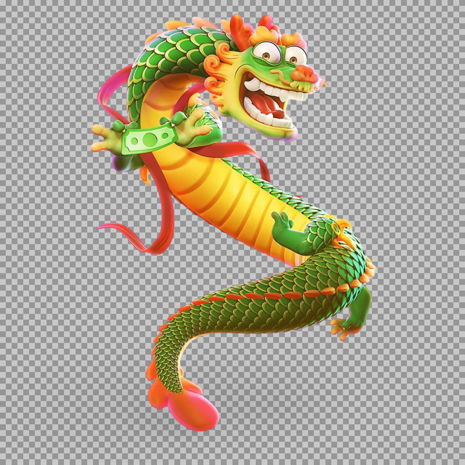Lucky Cartoon Chinese Dragon with Money PNG...
