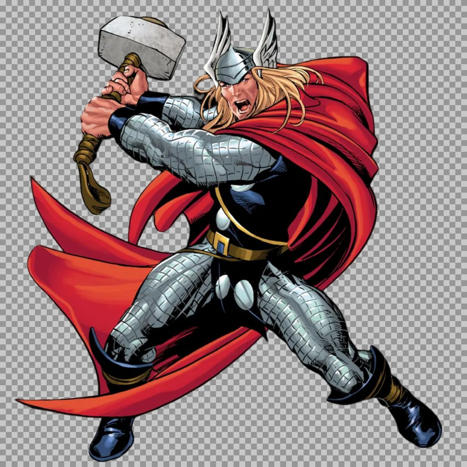 Thor with Mjolnir PNG | Classic Marvel Comic Art...