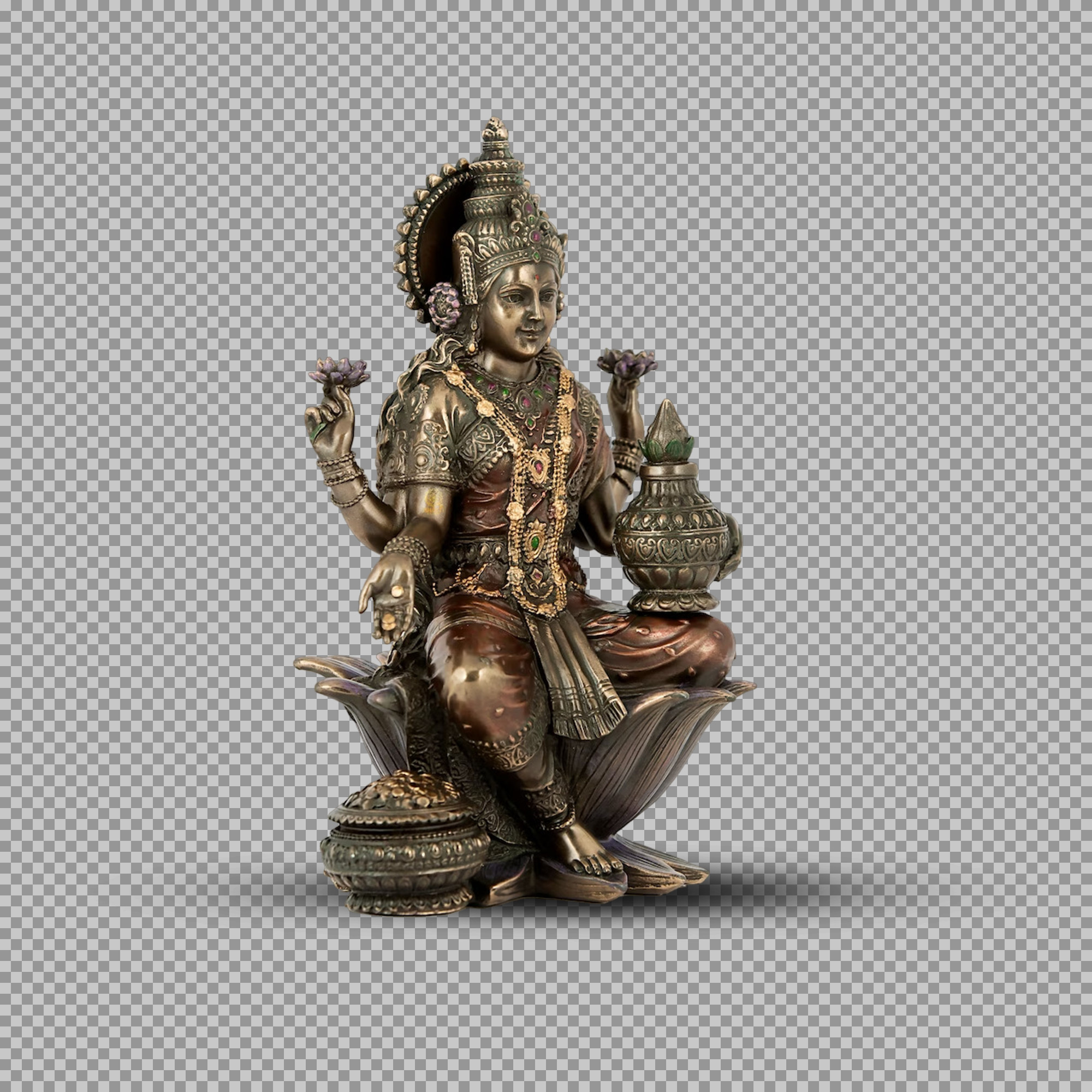 Goddess Lakshmi Statue PNG | Free Bronze Murti Download