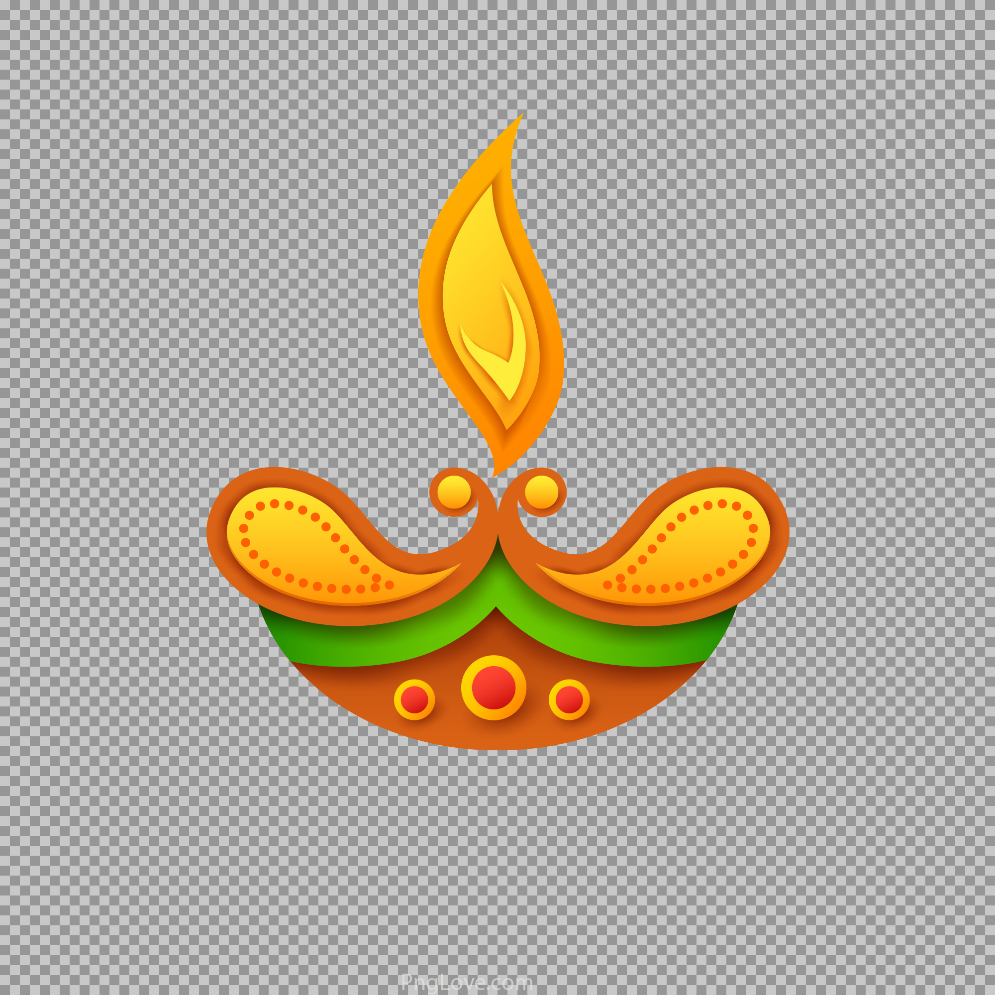 Stylized Diwali Diya PNG | Free Paper-Cut Lamp Clipart