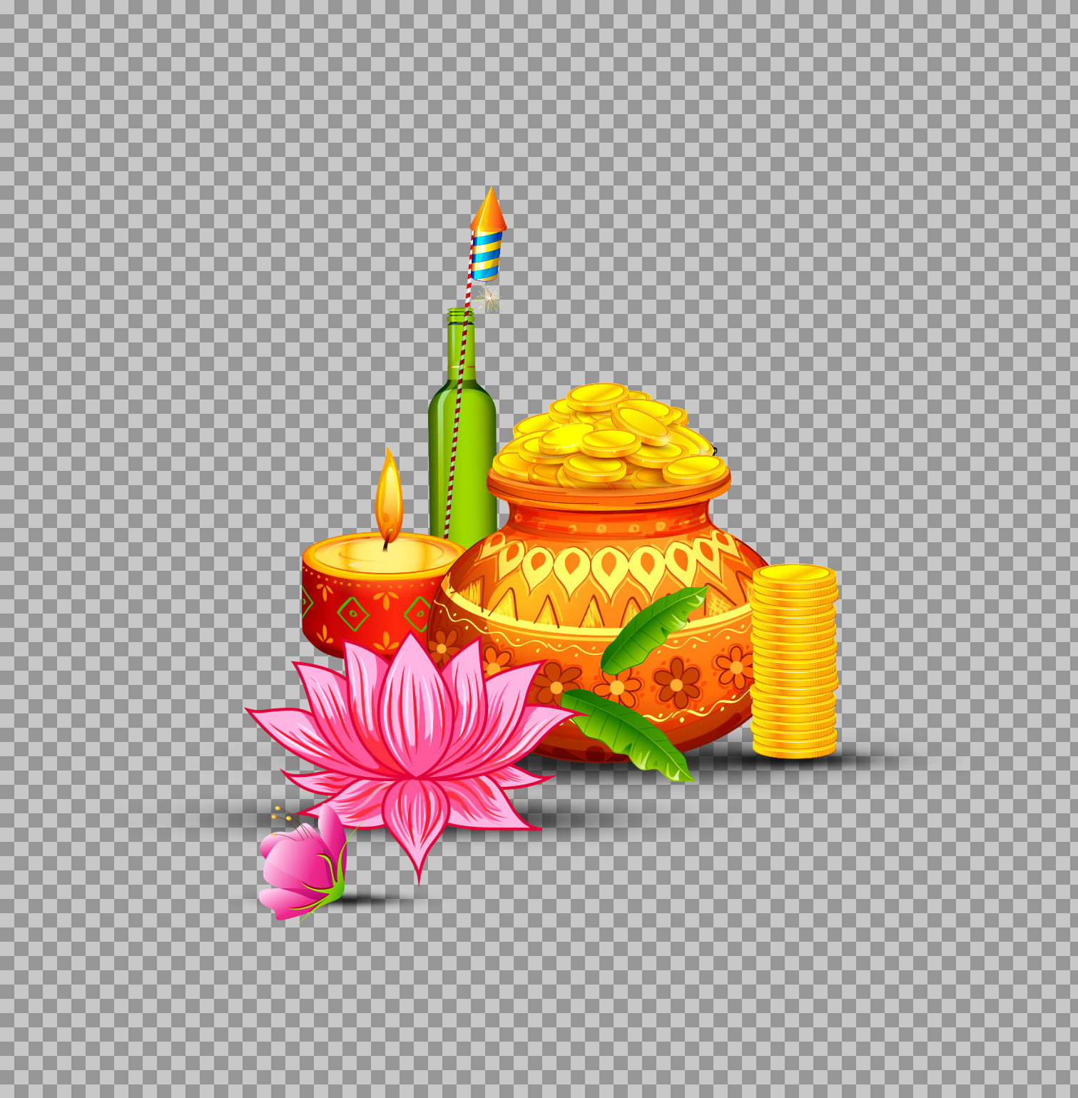 Diwali Puja & Dhanteras Clipart PNG | Festival Elements