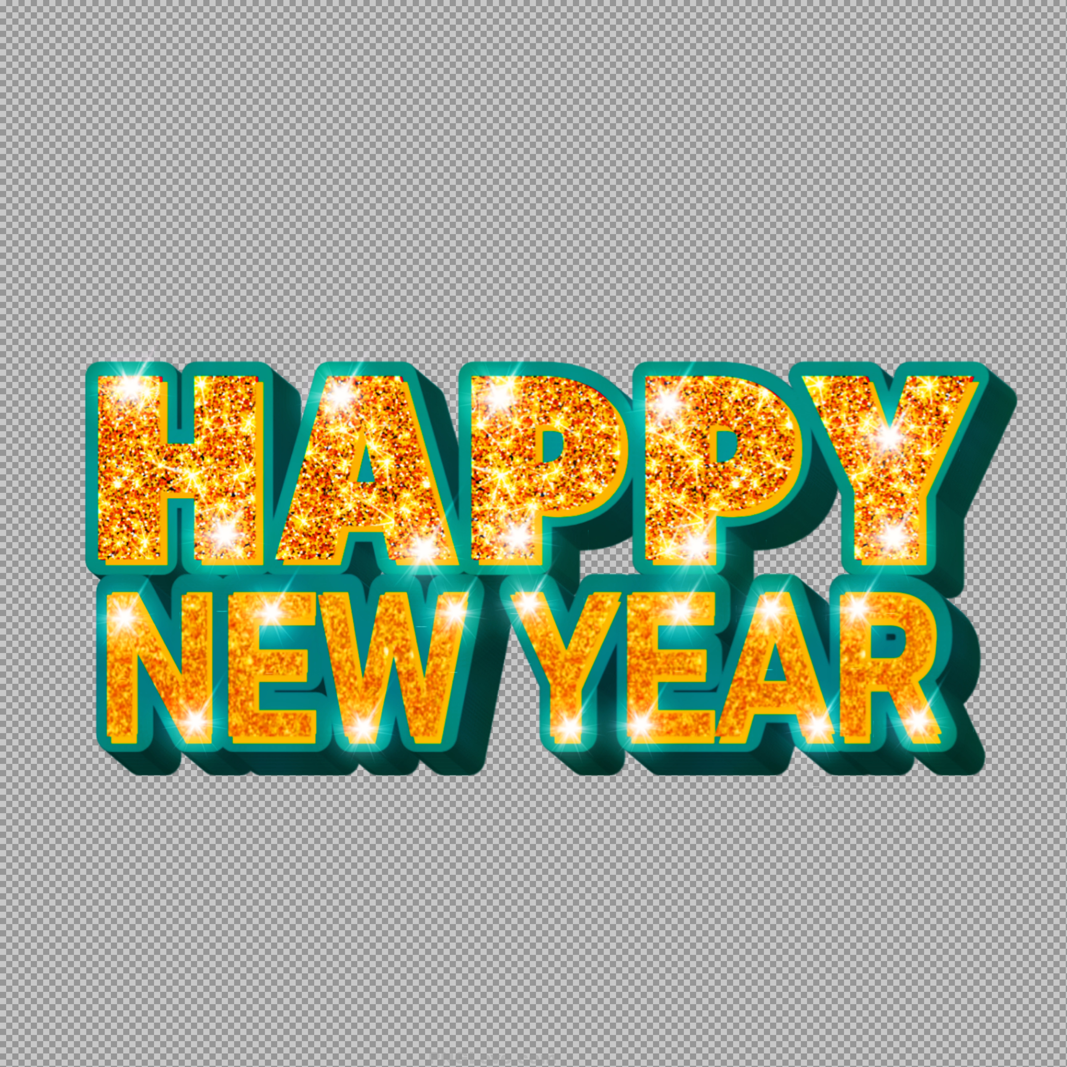 Happy New Year Glitter Text PNG | Sparkly 3D Word Art...