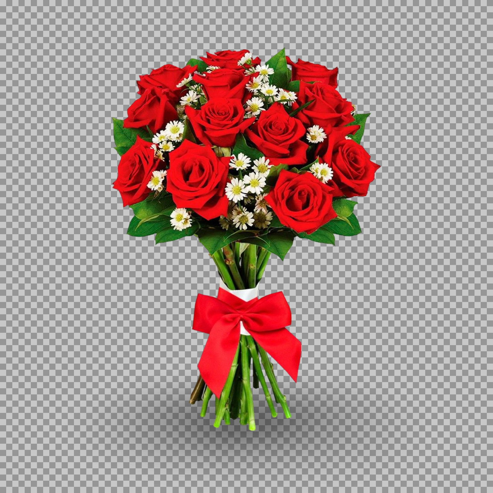 Bouquet of Red Roses with Ribbon | Romantic Flower PNG