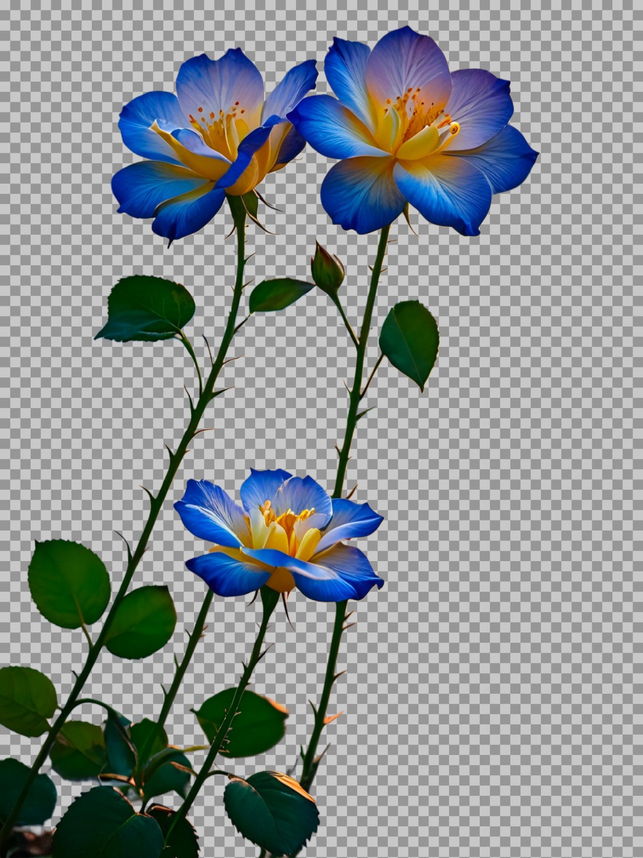 Beautiful colour yellow and blue rose flower PNG image download...
