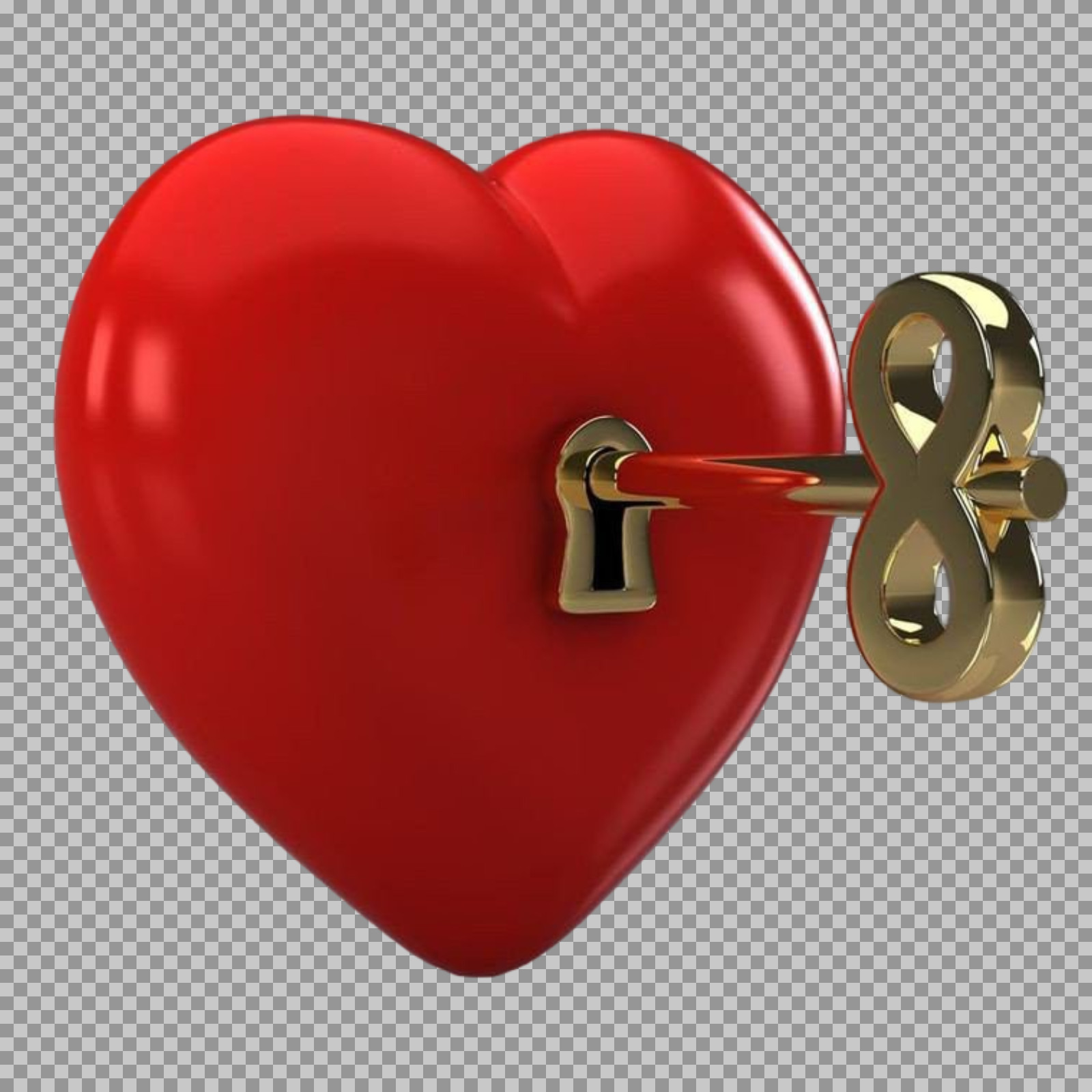 Key to My Heart PNG | Romantic 3D Heart & Key Graphic