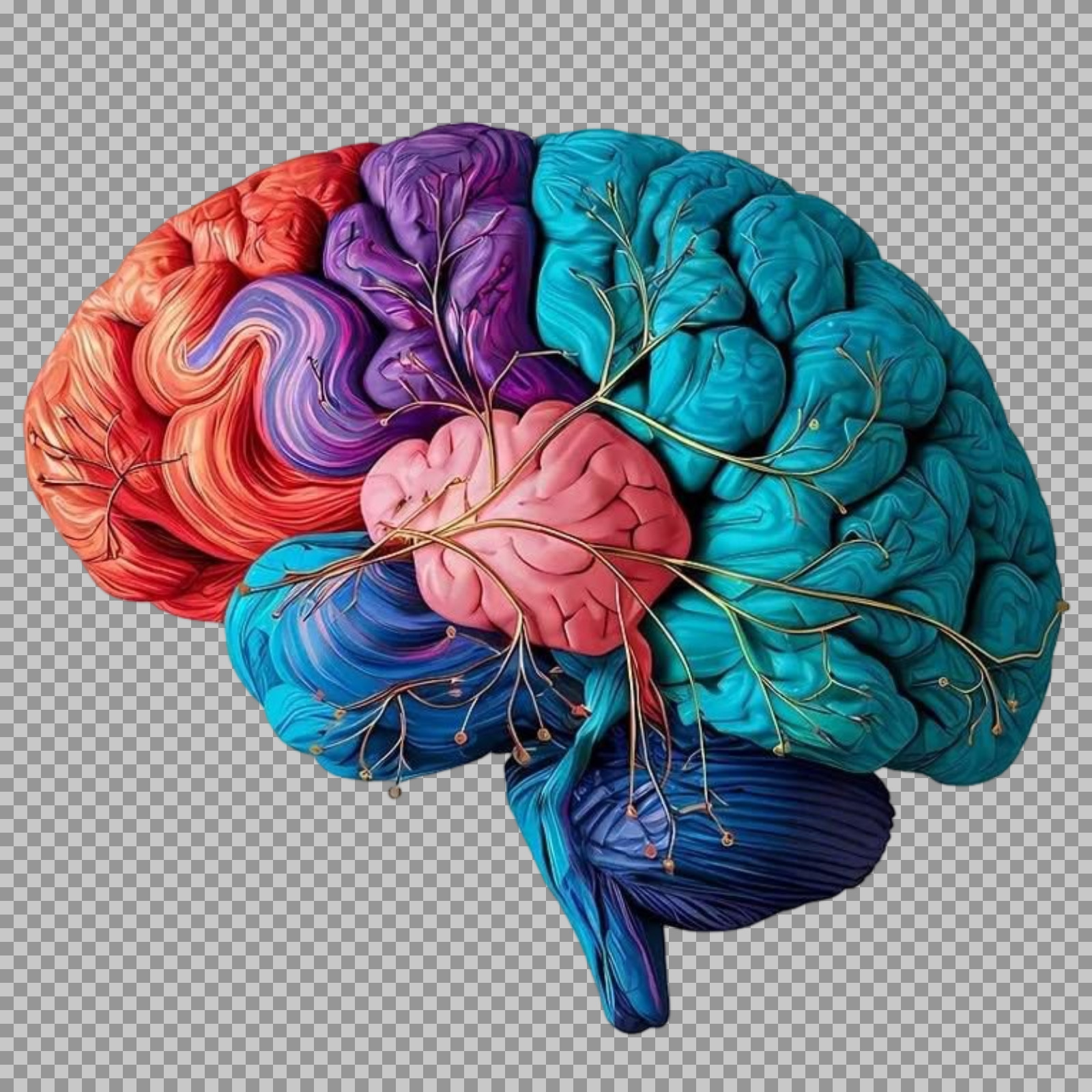 Stylized Human Brain PNG | Creative Neuroscience Art...