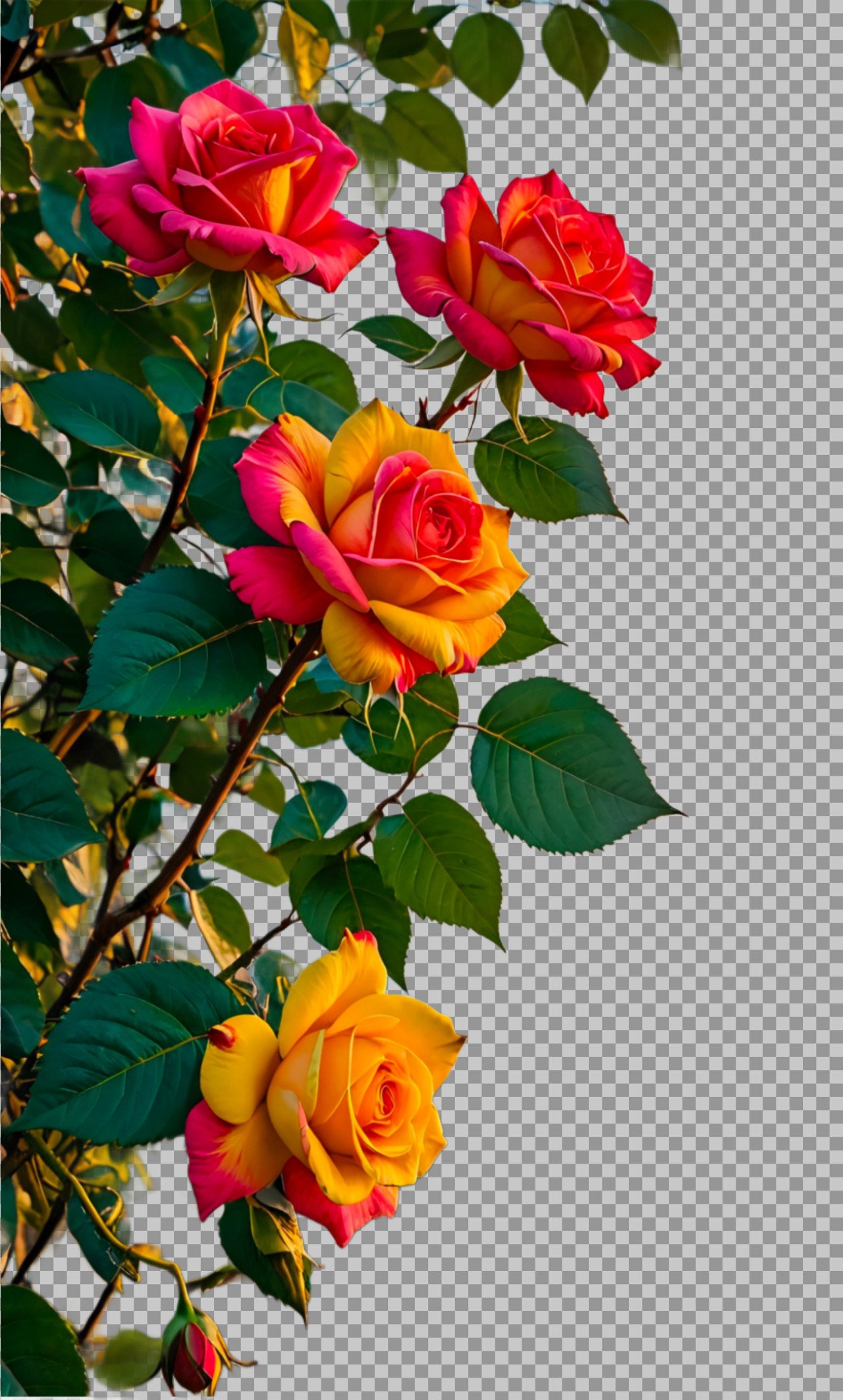 Pink and yellow rose flower decoration PNG image download
