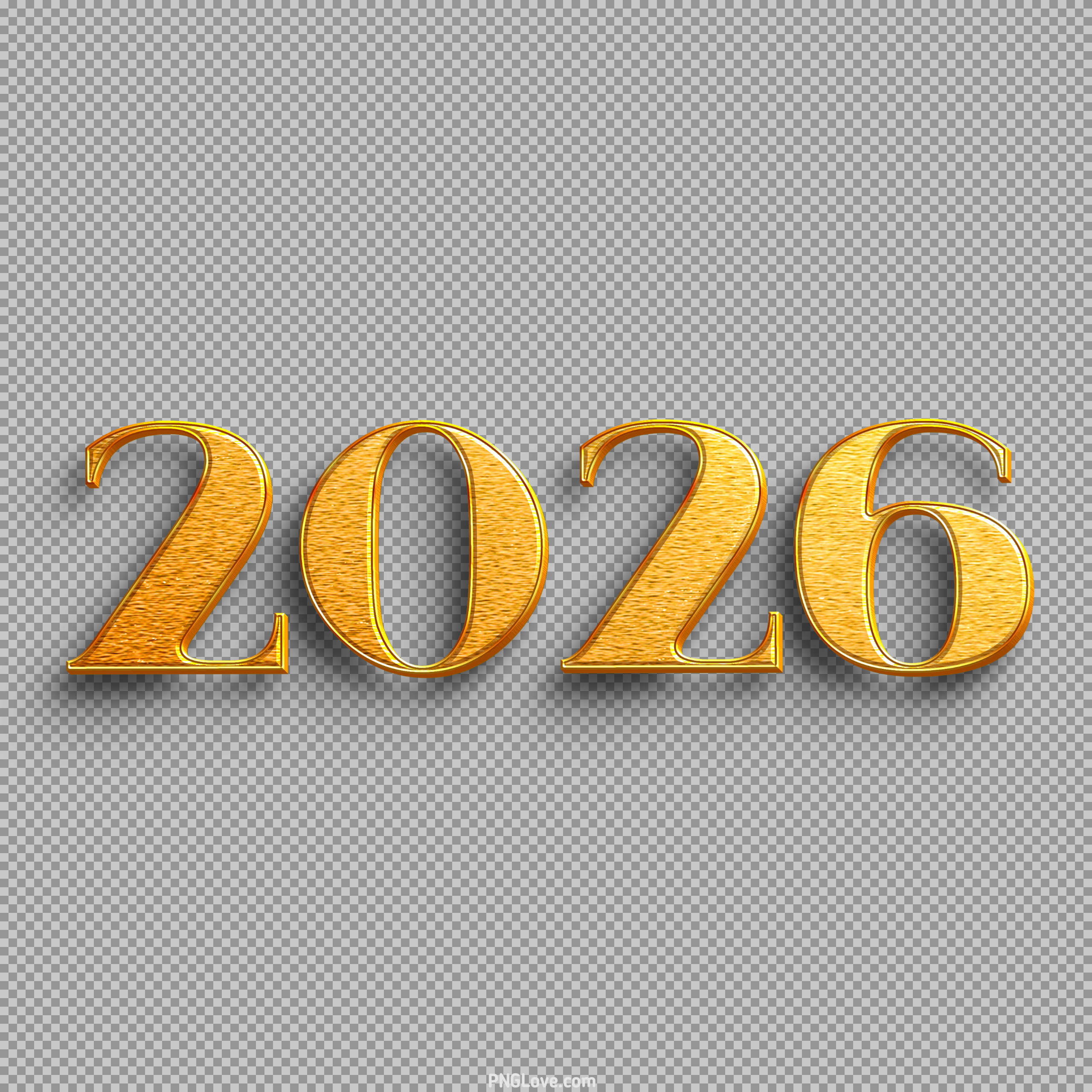 2026 Gold Text PNG | Luxury & Elegant Year Graphic...