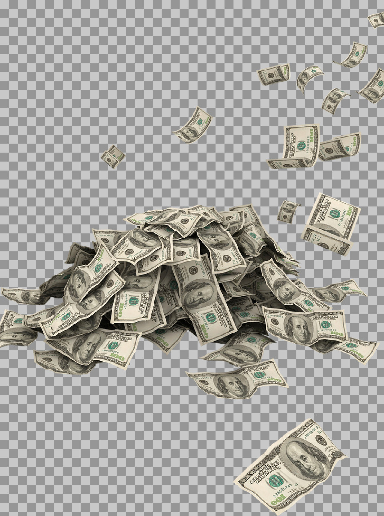 Falling Money PNG | Pile of Cash with Transparent Background