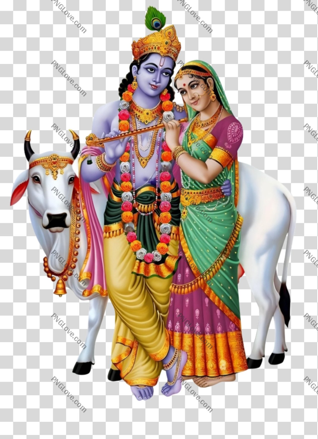 lord radha krishna with cow png transparent image
