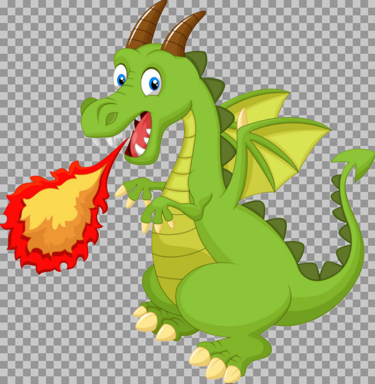 Cute Green Fire-Breathing Dragon PNG | Cartoon Illustration...
