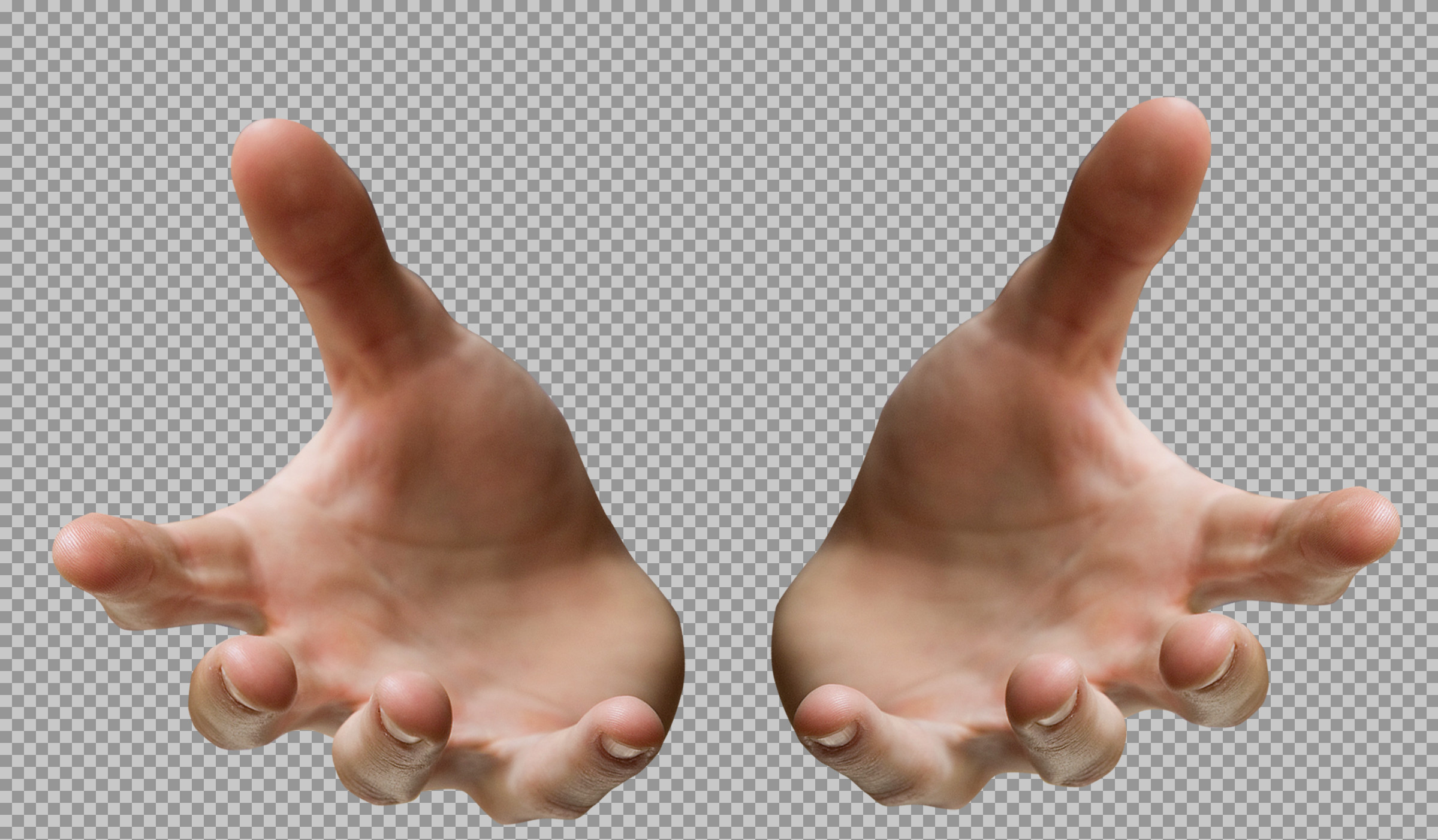 Pair of Reaching Hands PNG | Isolated Holding Gesture