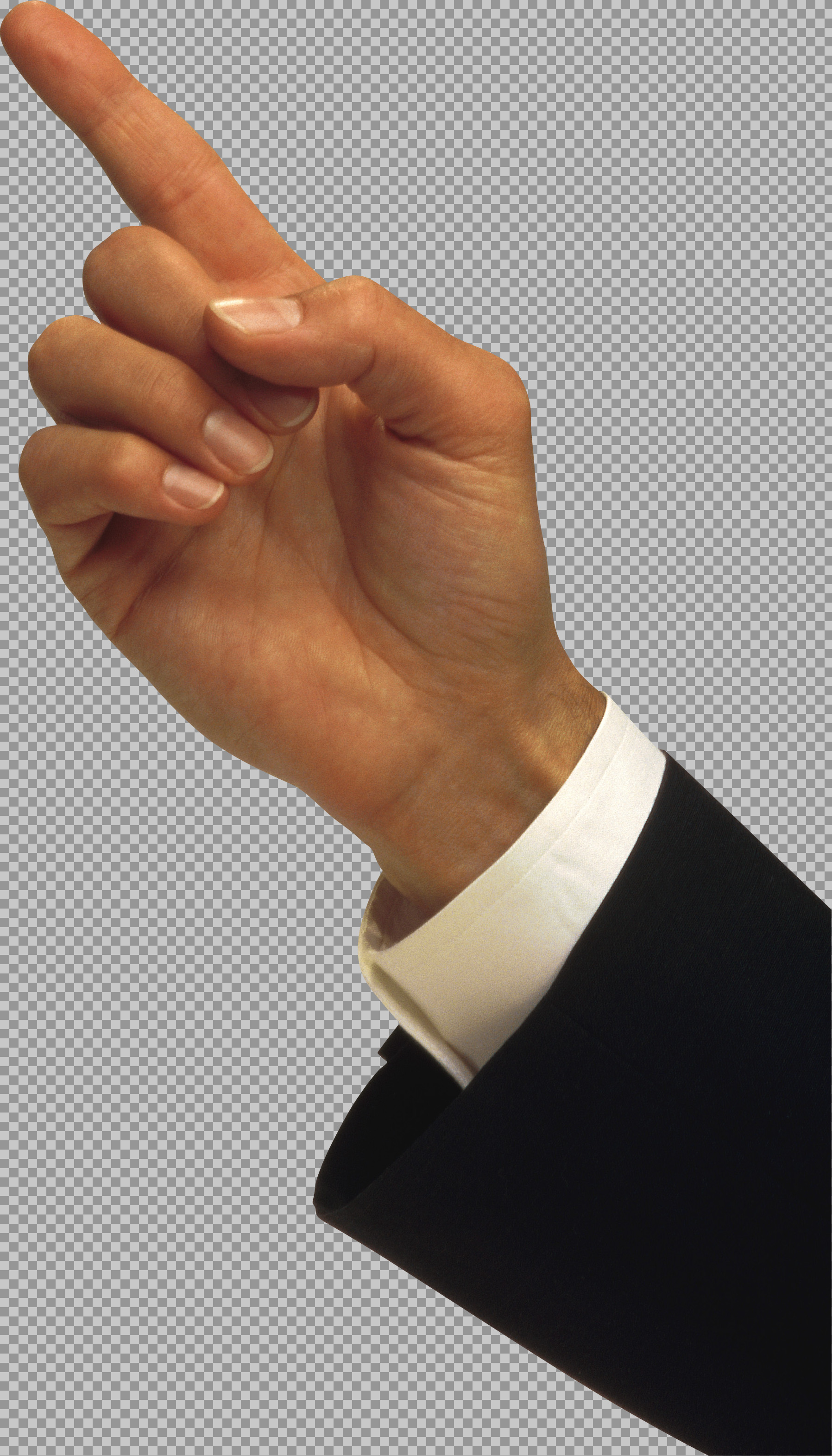 Pointing Hand in Suit PNG | Professional Gesture Graphic