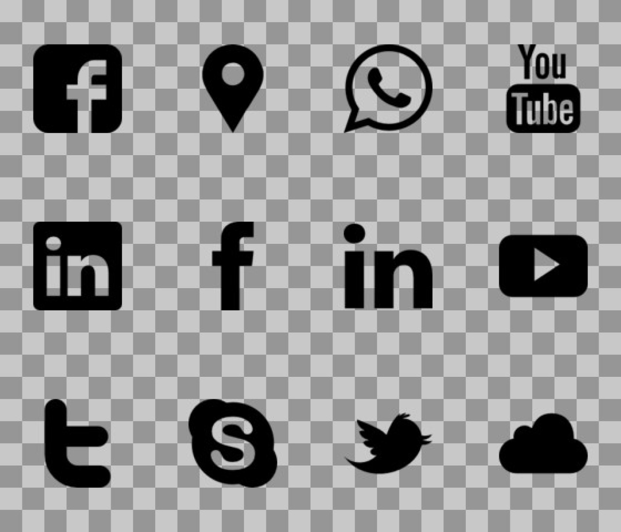 Free Black Social Media Icon Set PNG | Minimalist Web & Contact Icons...
