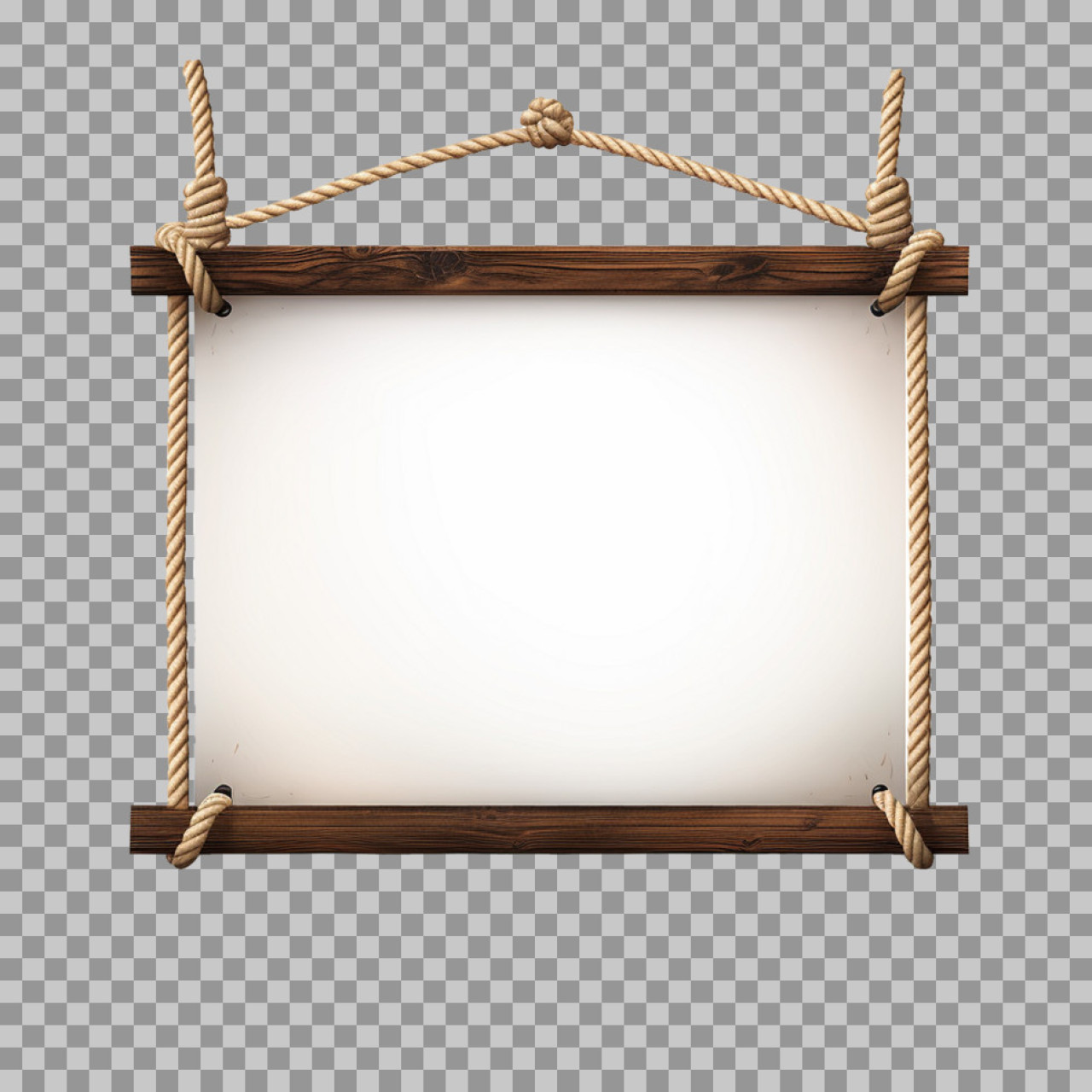 Rustic Hanging Wooden Sign PNG | Free Rope Frame Template...