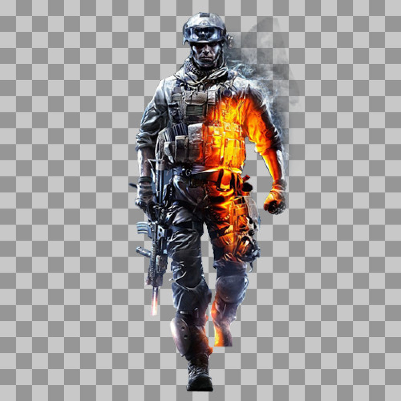 Battlefield 4 Key Art PNG - Fire & Ice Soldier Graphic
