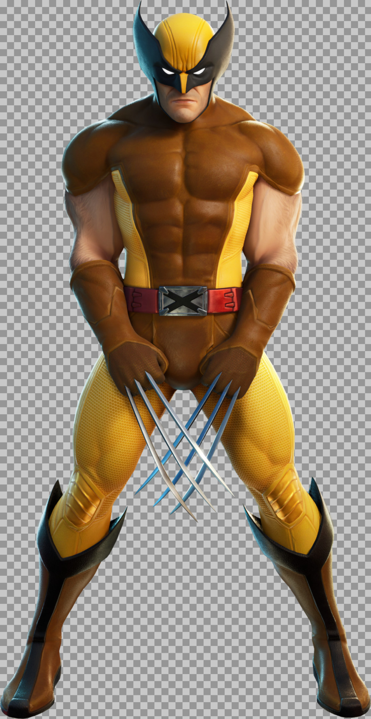 Wolverine Classic Suit PNG Image - X-Men Character Render with Claws
