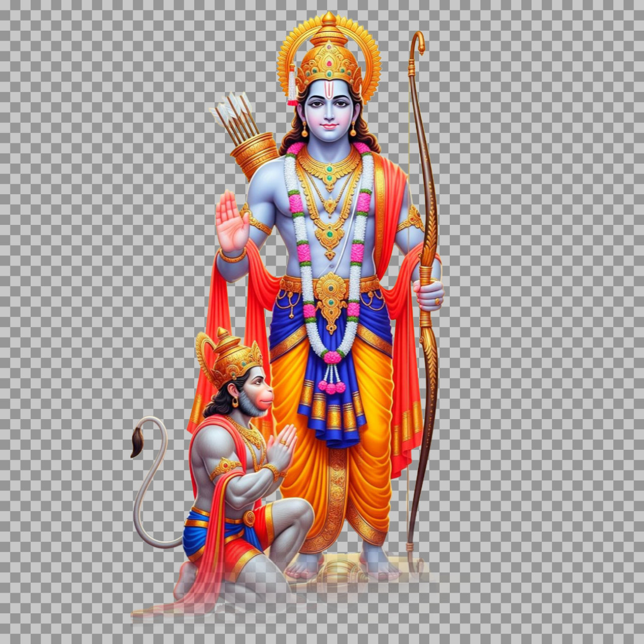Lord Rama with Hanuman PNG | Devotional Hindu God Image...