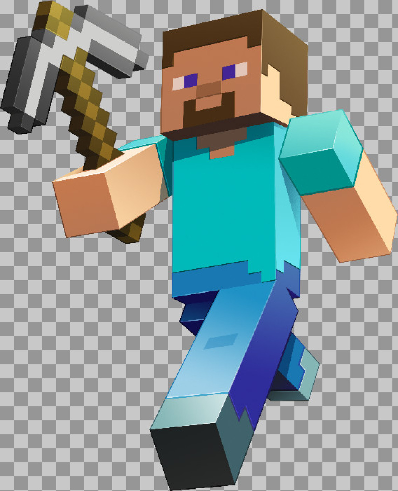 Minecraft Steve with Pickaxe PNG Image | Free Download...