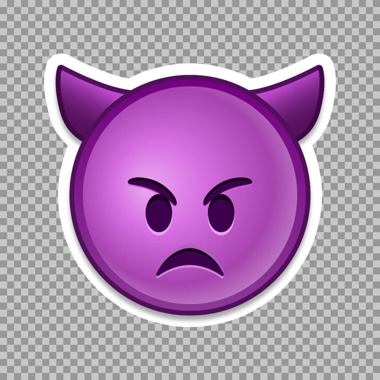 Angry Devil Face Emoji PNG | Purple Imp with Horns...