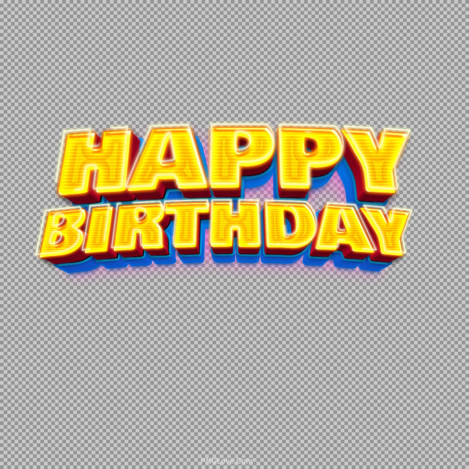 Happy Birthday text PNG 3D image download...