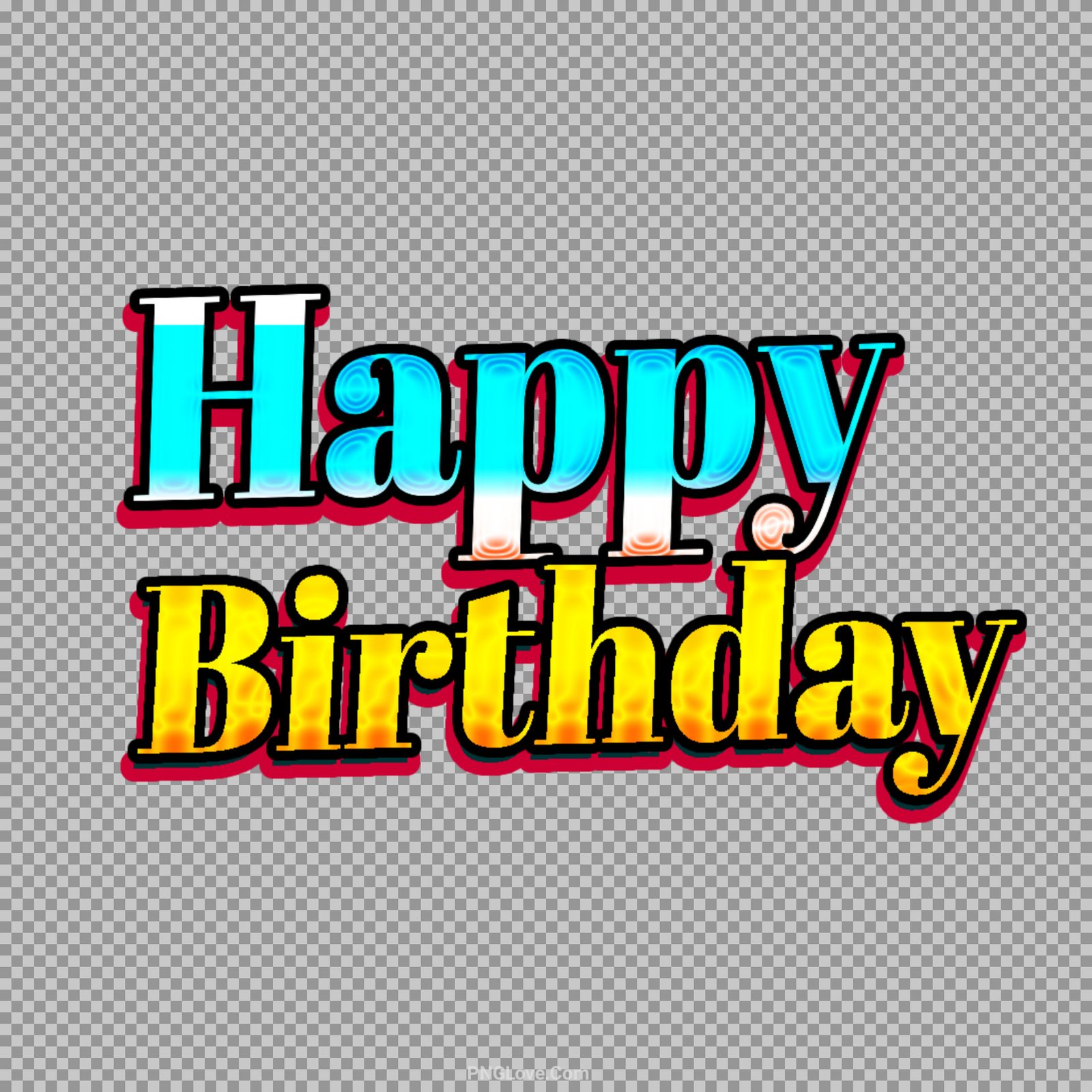 Happy Birthday colourful text PNG image download...