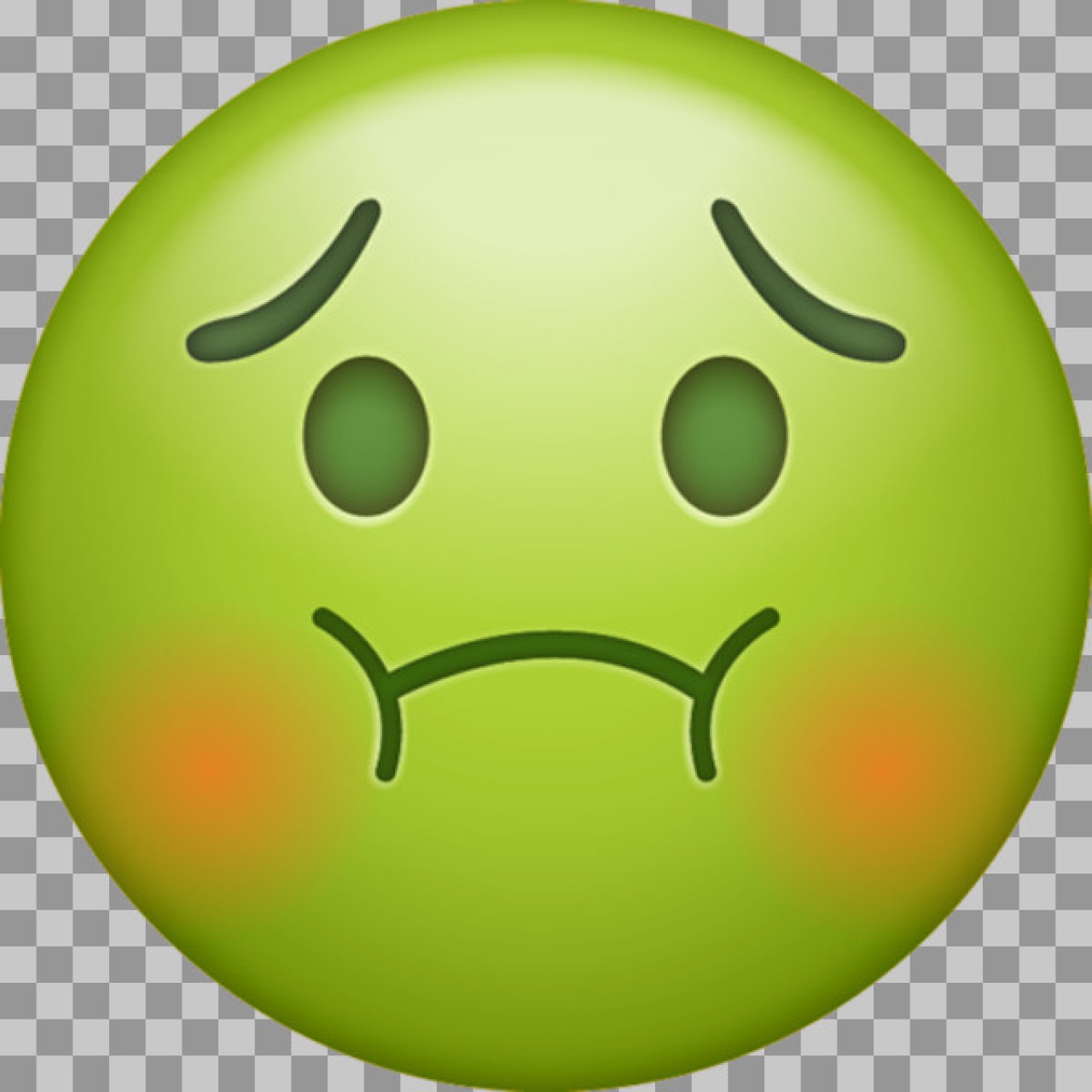 Nauseated Face Emoji PNG | Sick Green Face Icon