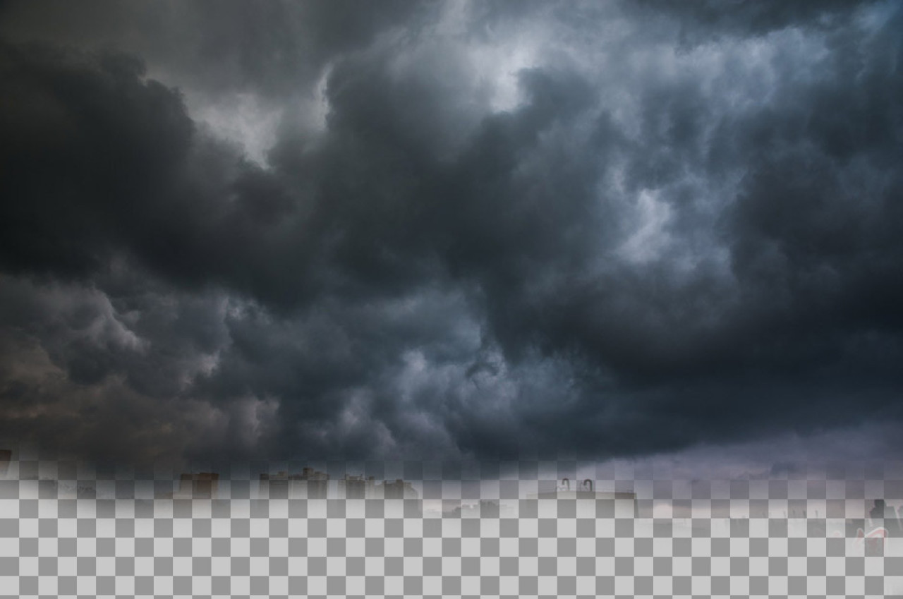 Dramatic Storm Clouds Over City PNG | Dark Sky Background