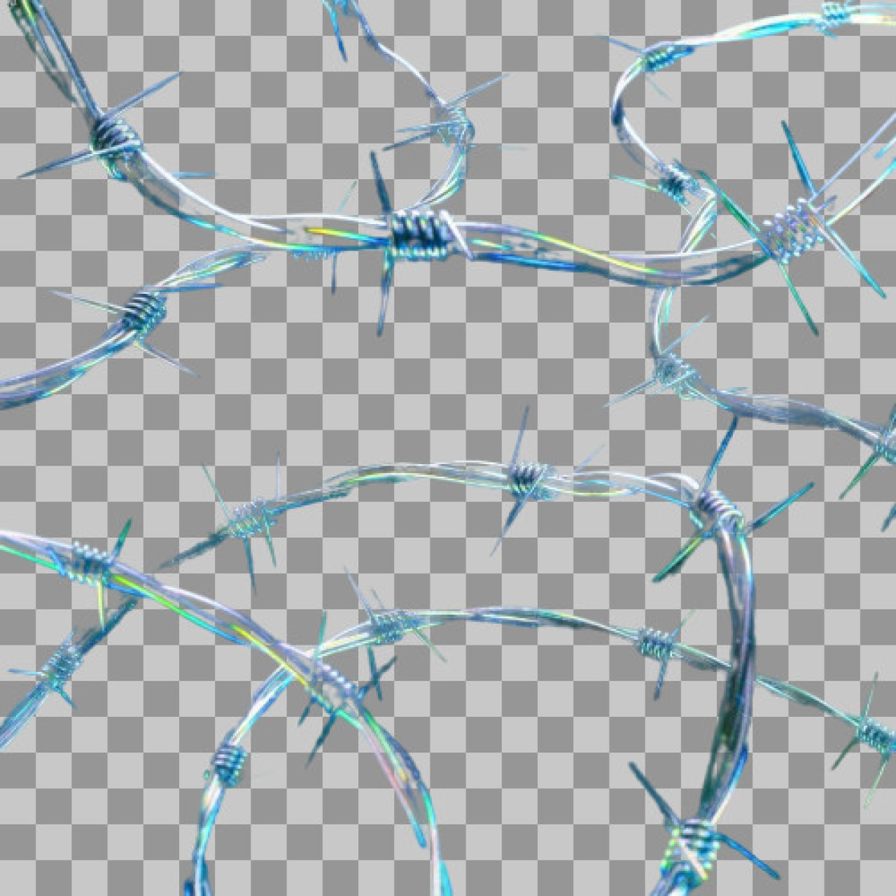 Iridescent Barbed Wire PNG | Futuristic & Y2K Graphic Element