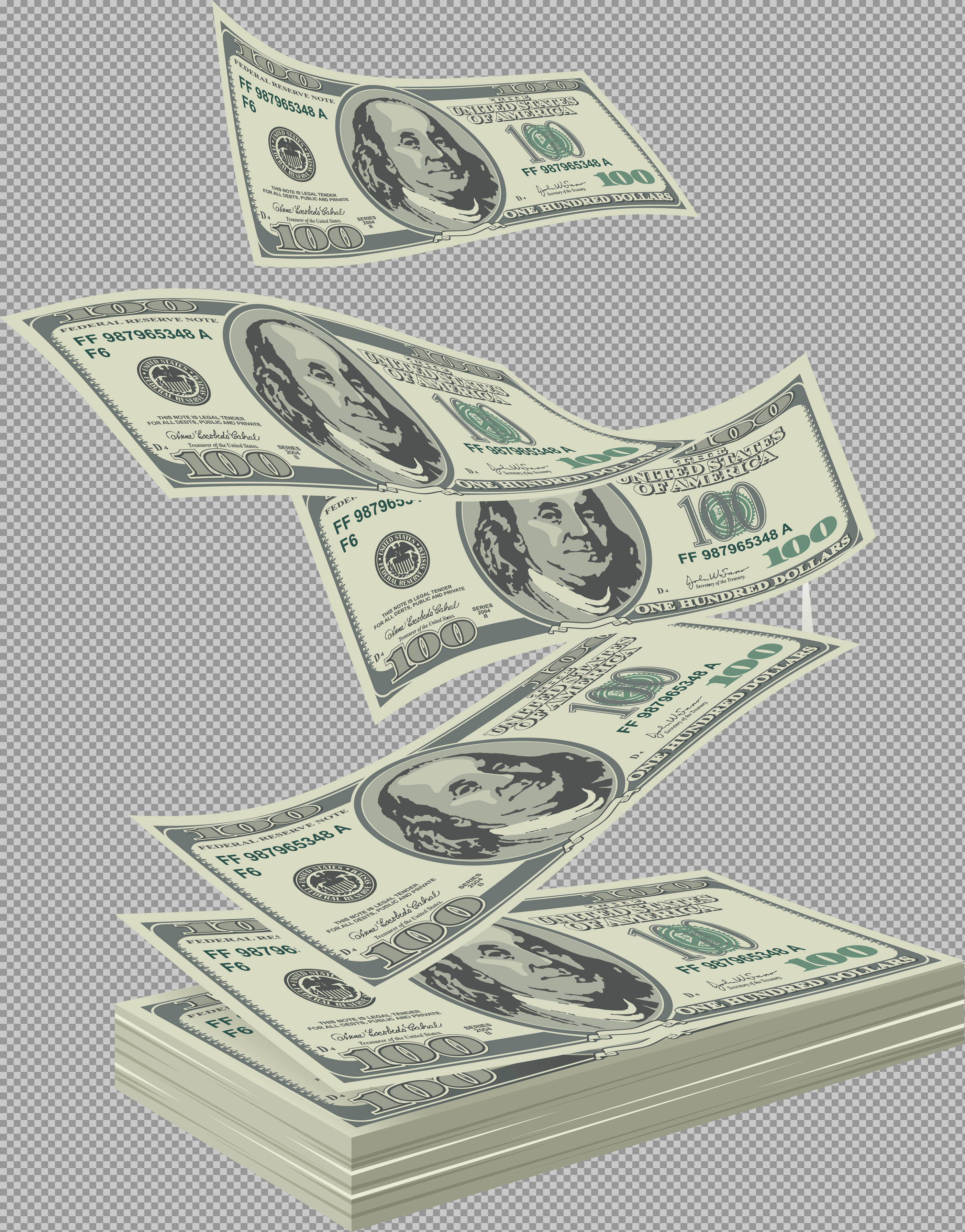 Falling Hundred Dollar Bills PNG Illustration | Finance & Wealth Graphic...