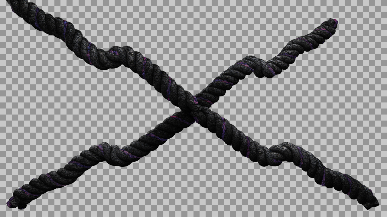 Crossed Black Ropes PNG | Textured X-Shape Graphic