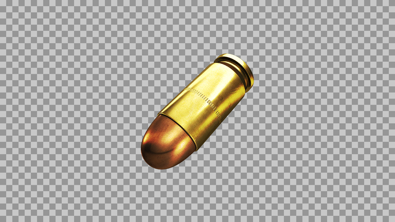 Realistic Bullet PNG | 3D Brass Pistol Ammunition & Cartridge