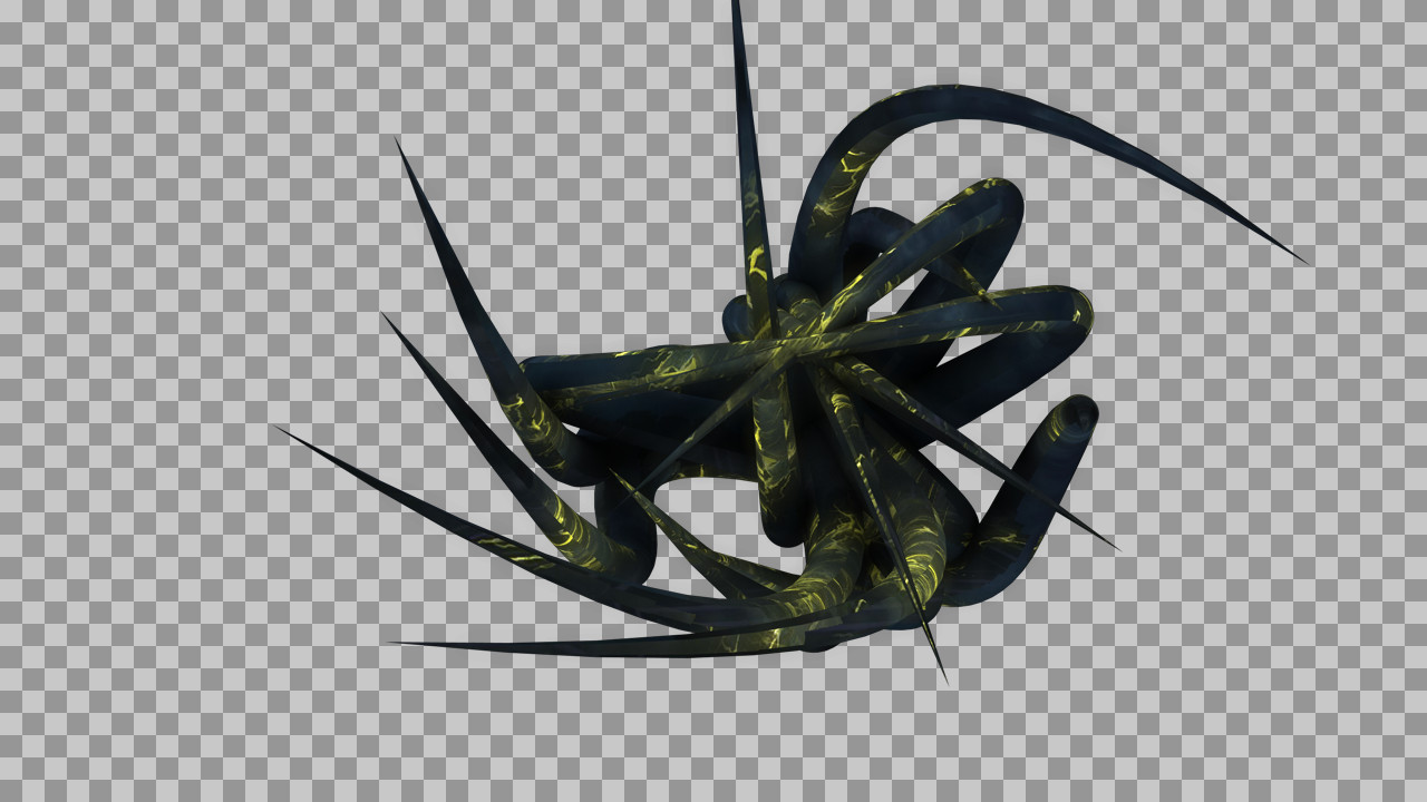 Abstract 3D Alien Spikes & Tentacles PNG | Dark Gold Texture