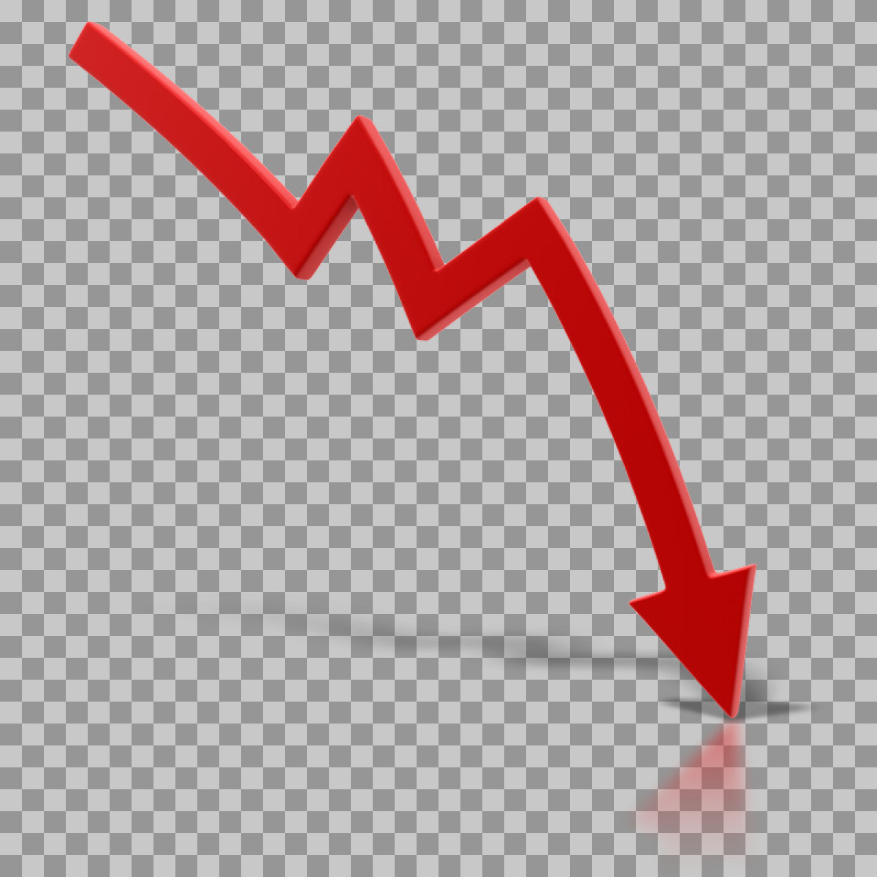 3D Red Downward Arrow PNG - Financial Decline & Loss Symbol
