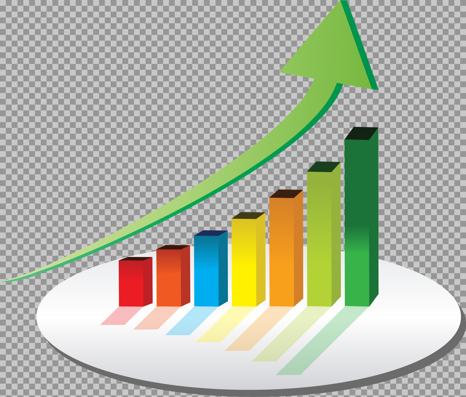 3D Colorful Growth Chart PNG - Business Bar Graph with Arrow