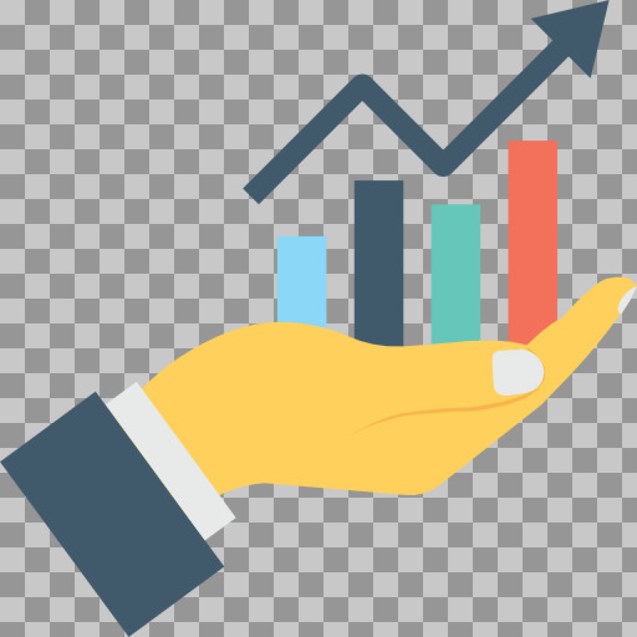 Business Growth Chart Icon PNG - Hand Holding Financial Graph
