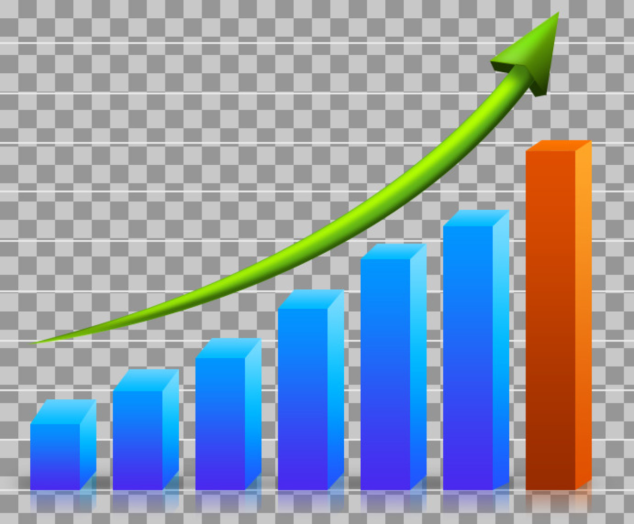 3D Rising Bar Graph PNG - Business Growth & Financial Success Image