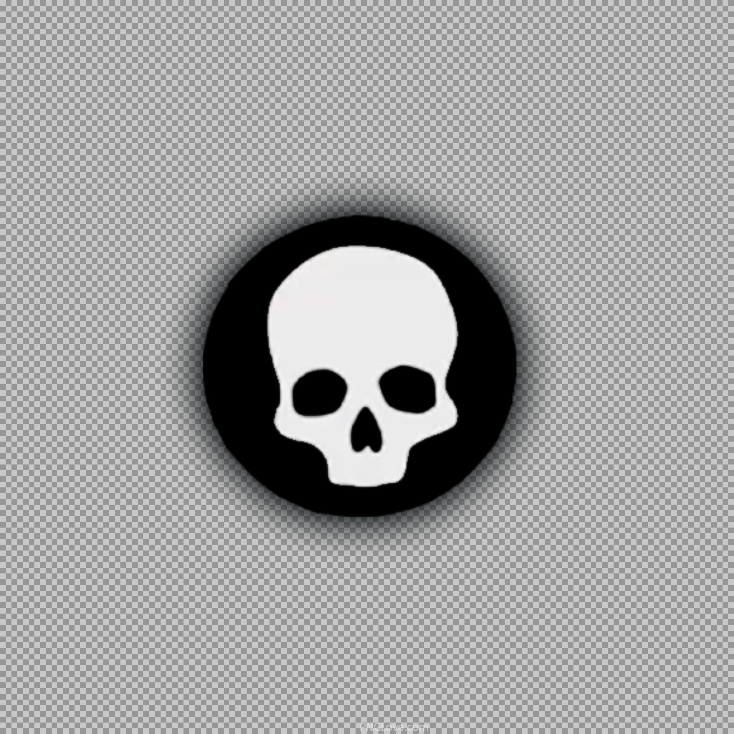 White Skull in Black Circle Icon PNG - Gaming & Danger Symbol...
