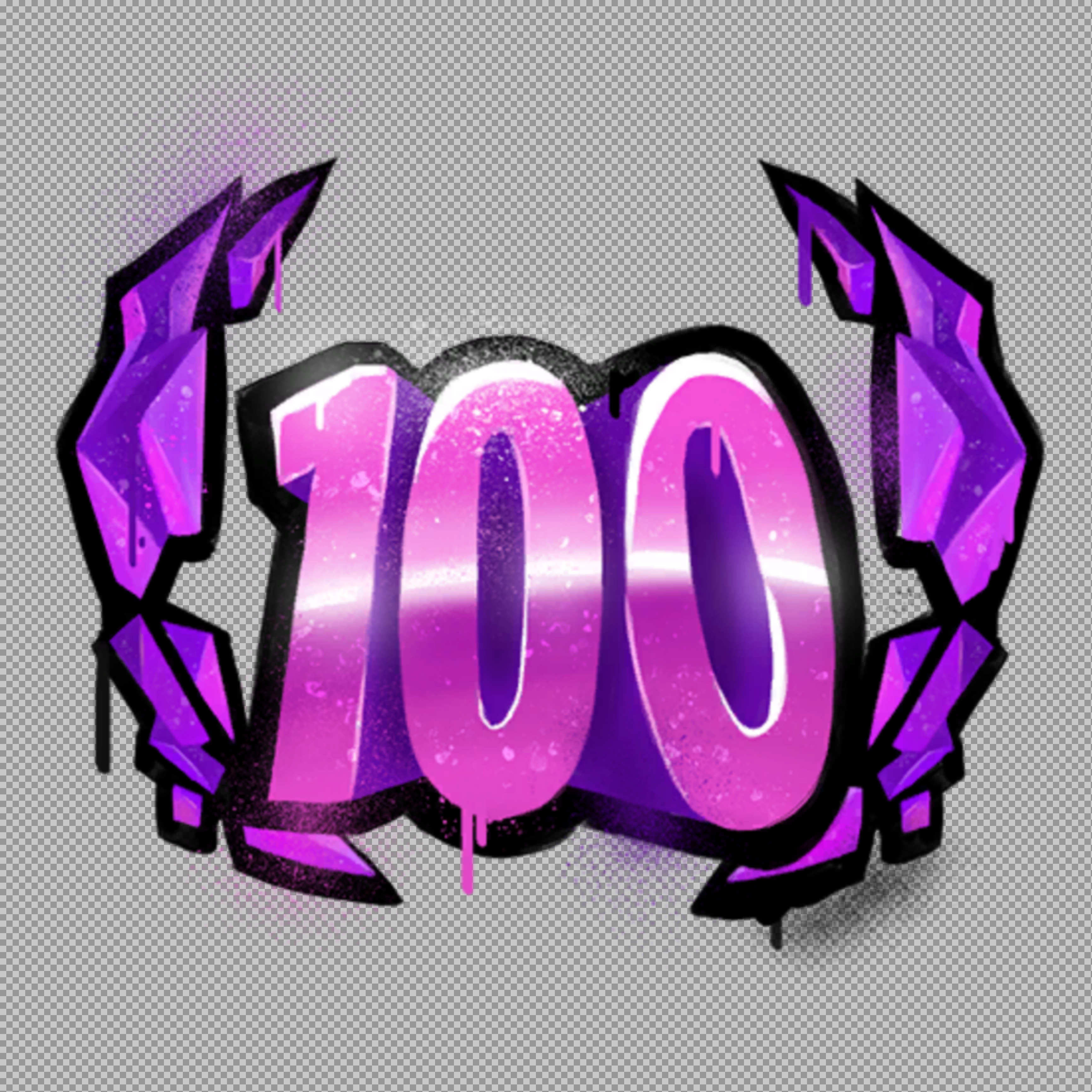 Purple Graffiti "100" PNG | Street Art Level Up Icon & Game Spray...
