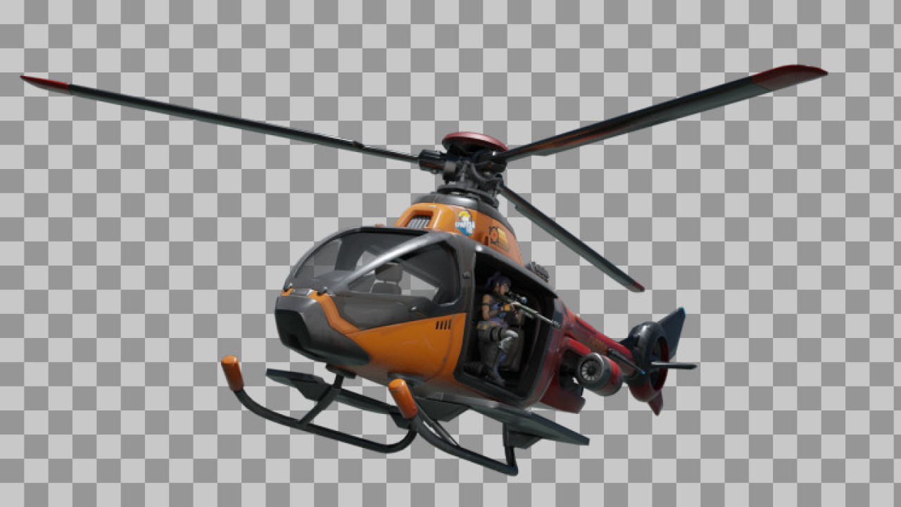 Fortnite Choppa PNG | Orange Helicopter Vehicle Transparent Image