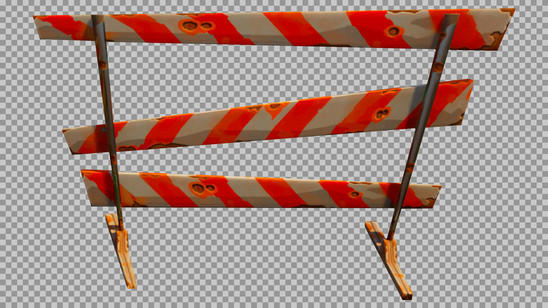 Stylized Road Barrier PNG | Cartoon Construction Barricade Asset