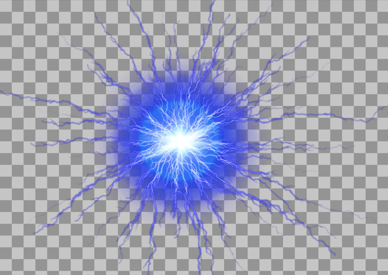 Blue Lightning Energy Ball PNG - Electric Burst Overlay