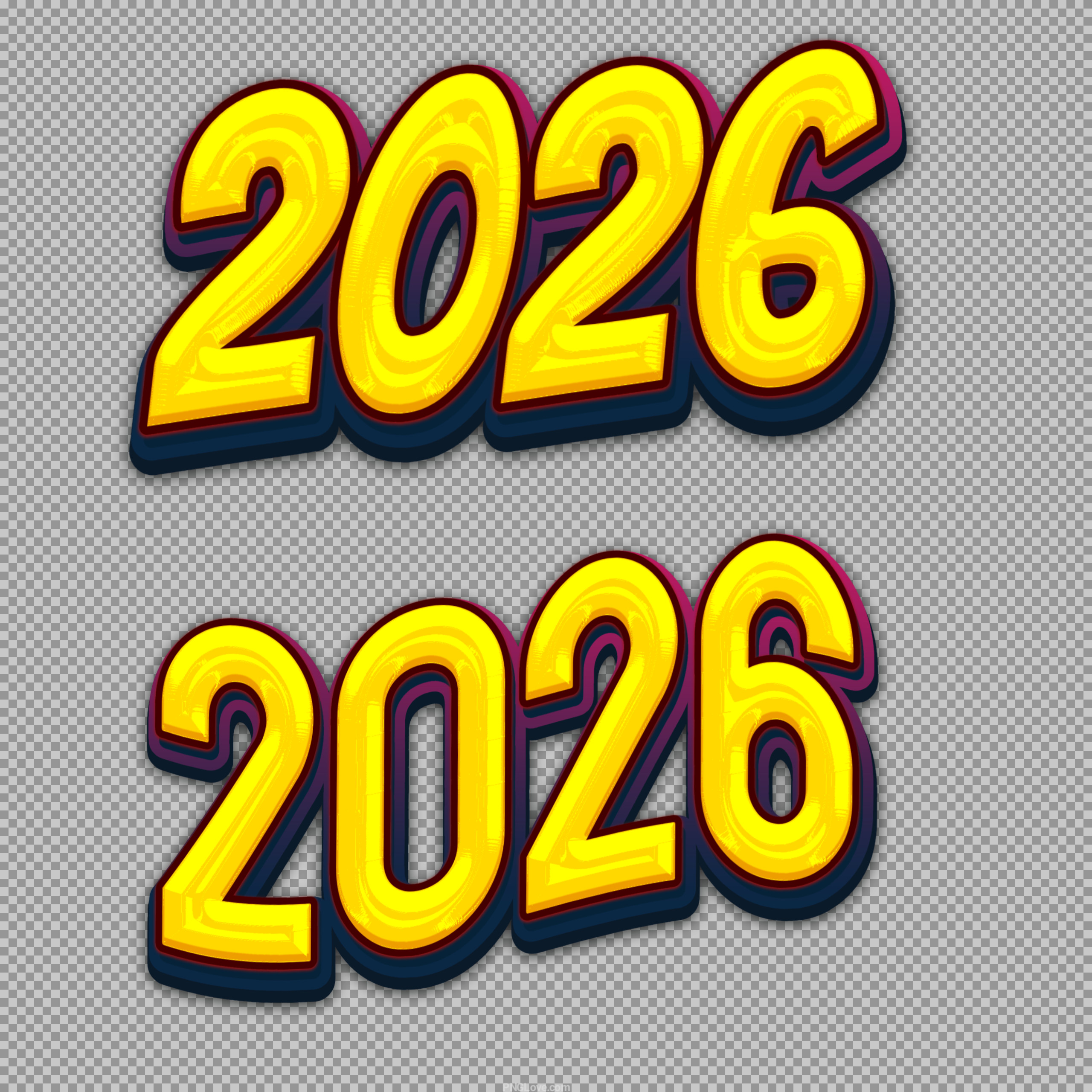 Free 2026 PNG | Golden 3D Text for New Year 2026...