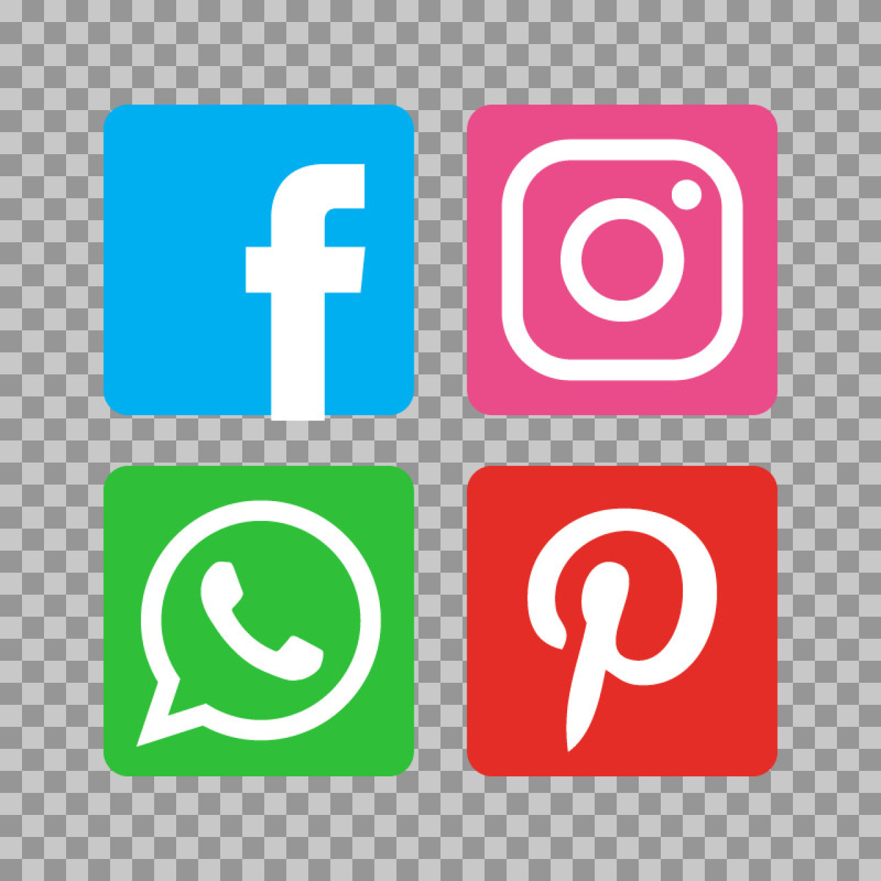 Free Social Media Icon Set PNG (Facebook, Instagram, WhatsApp, Pinterest)