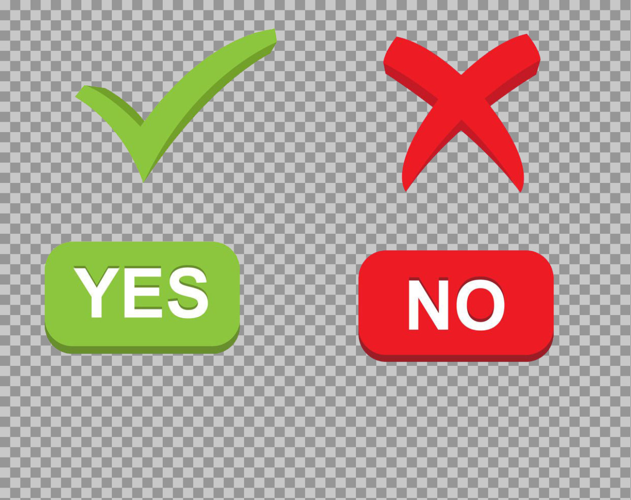 Yes and No Icons with Check Mark & Cross | Free PNG Download