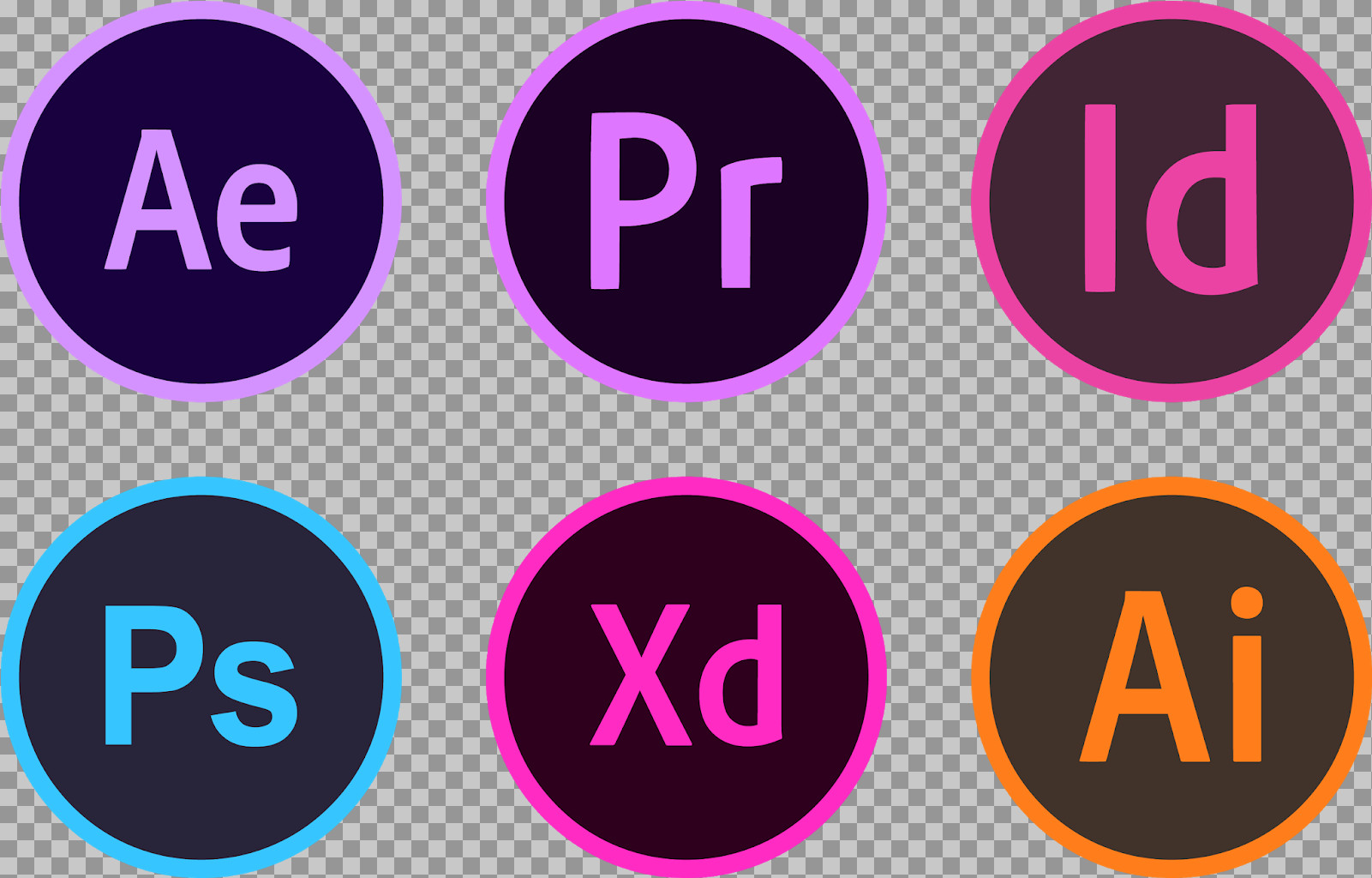 Adobe Creative Cloud Software Icons | Ps, Ai, Pr, Ae, Id, Xd