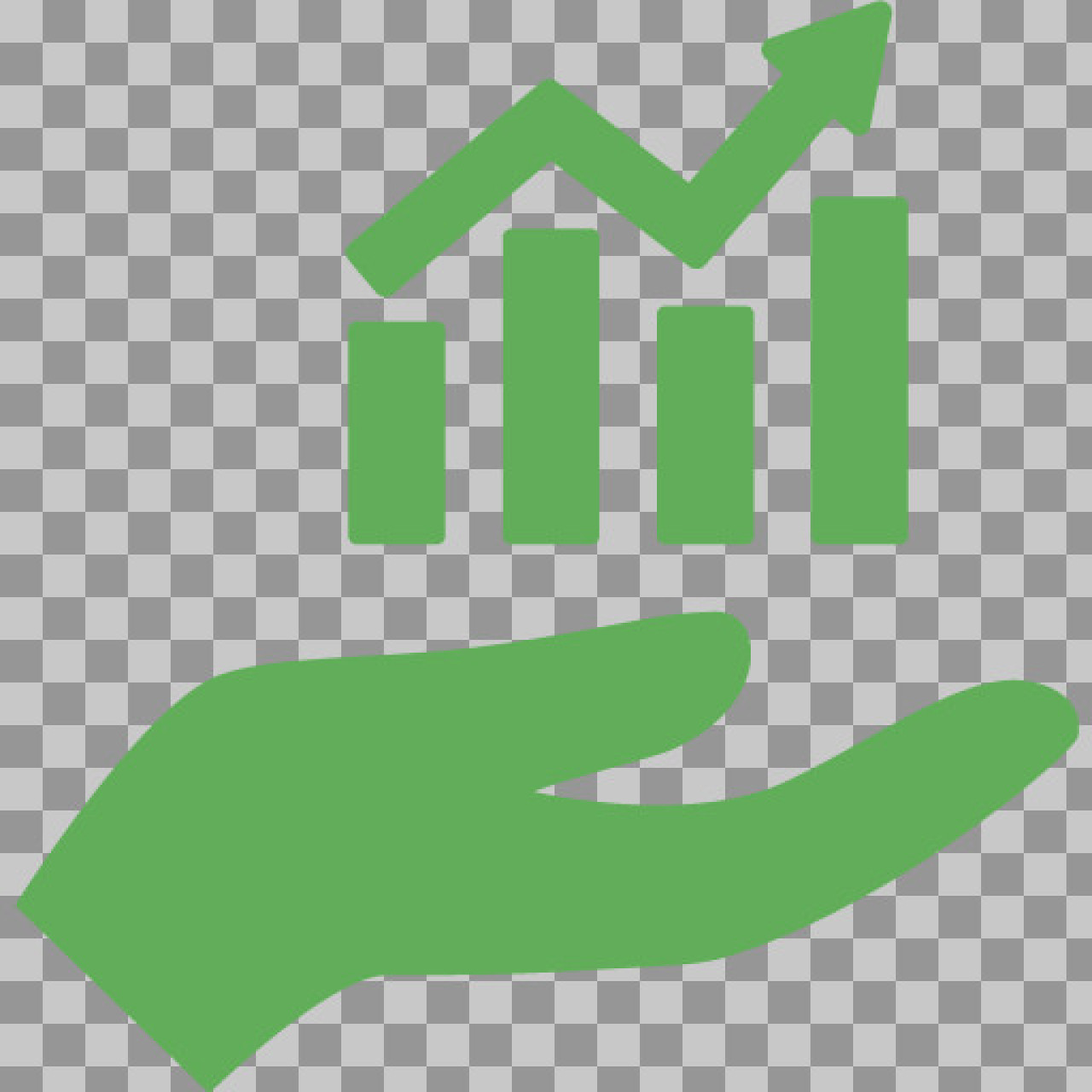 Green Business Growth Icon | Hand Presenting Data Chart