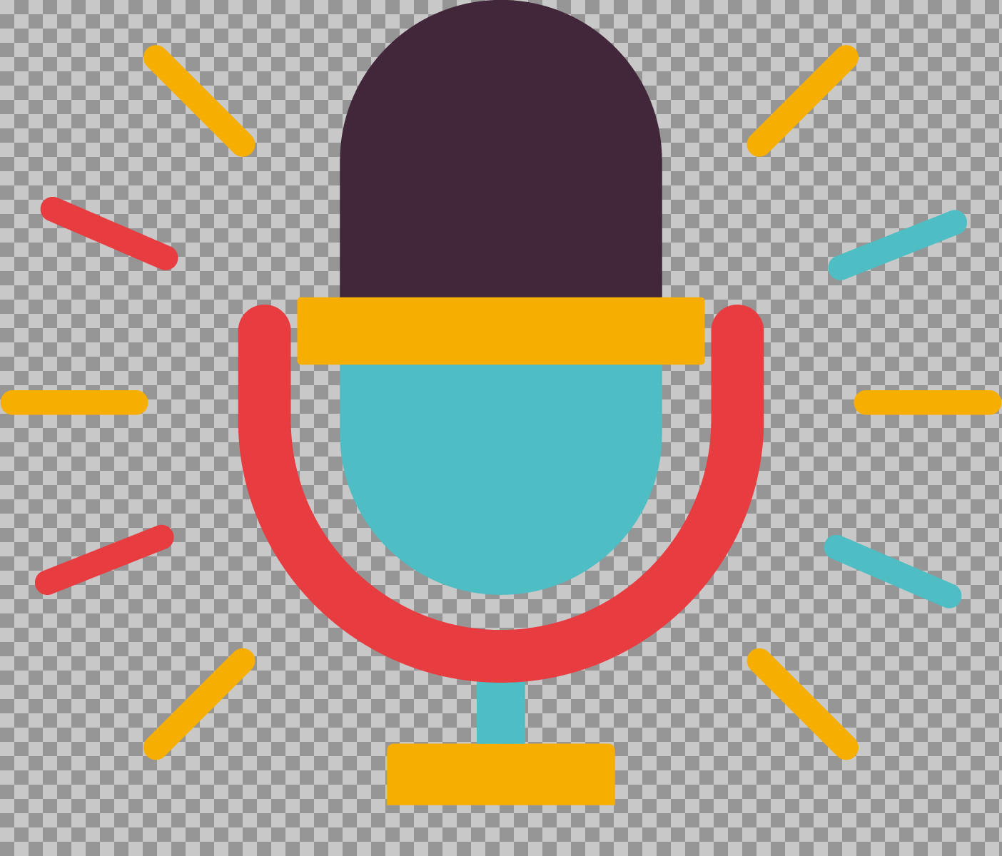 Colorful Podcast Microphone Icon PNG | Vintage Radio Graphic...