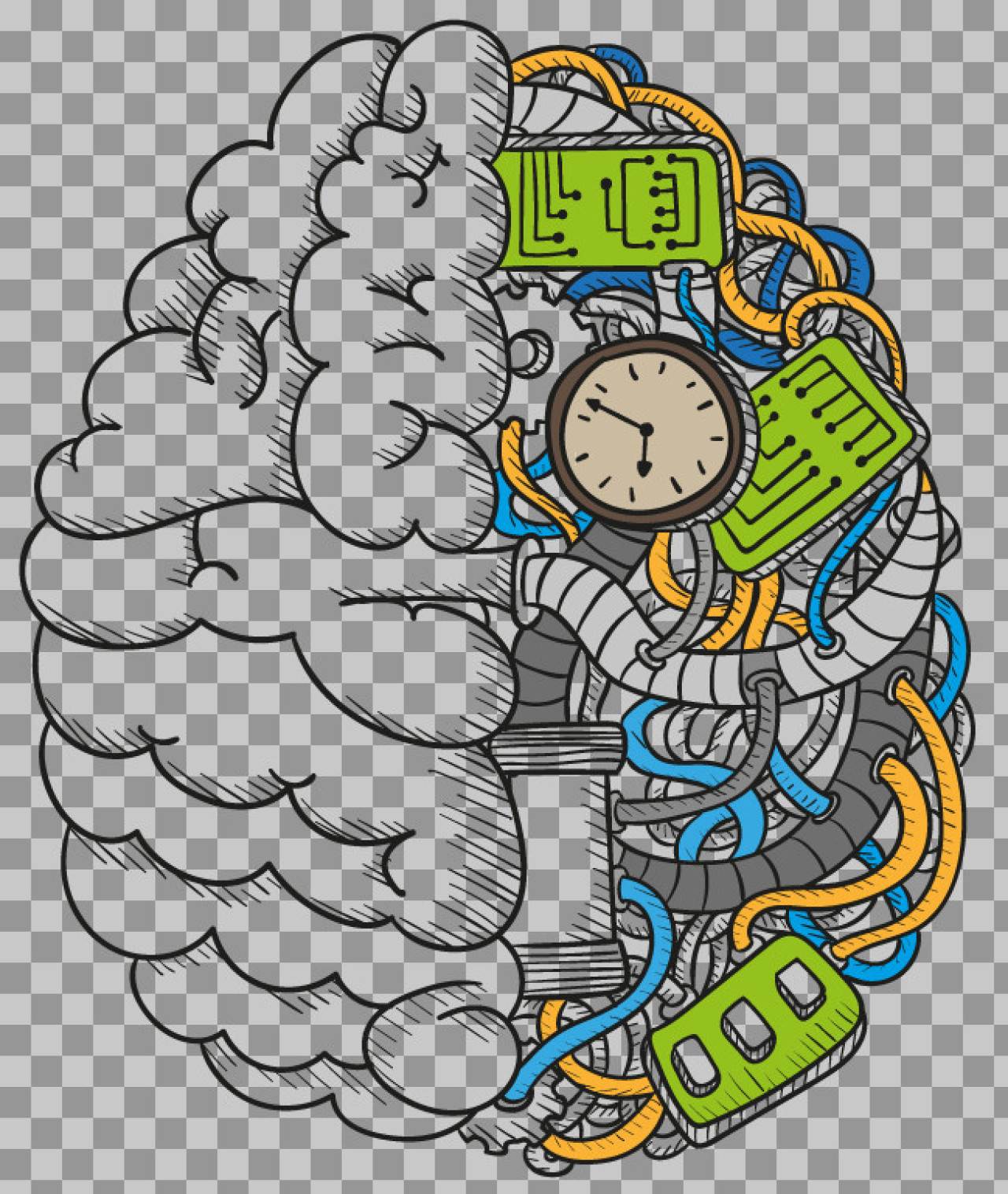 Cyborg Brain PNG | AI & Human-Machine Interface Illustration...