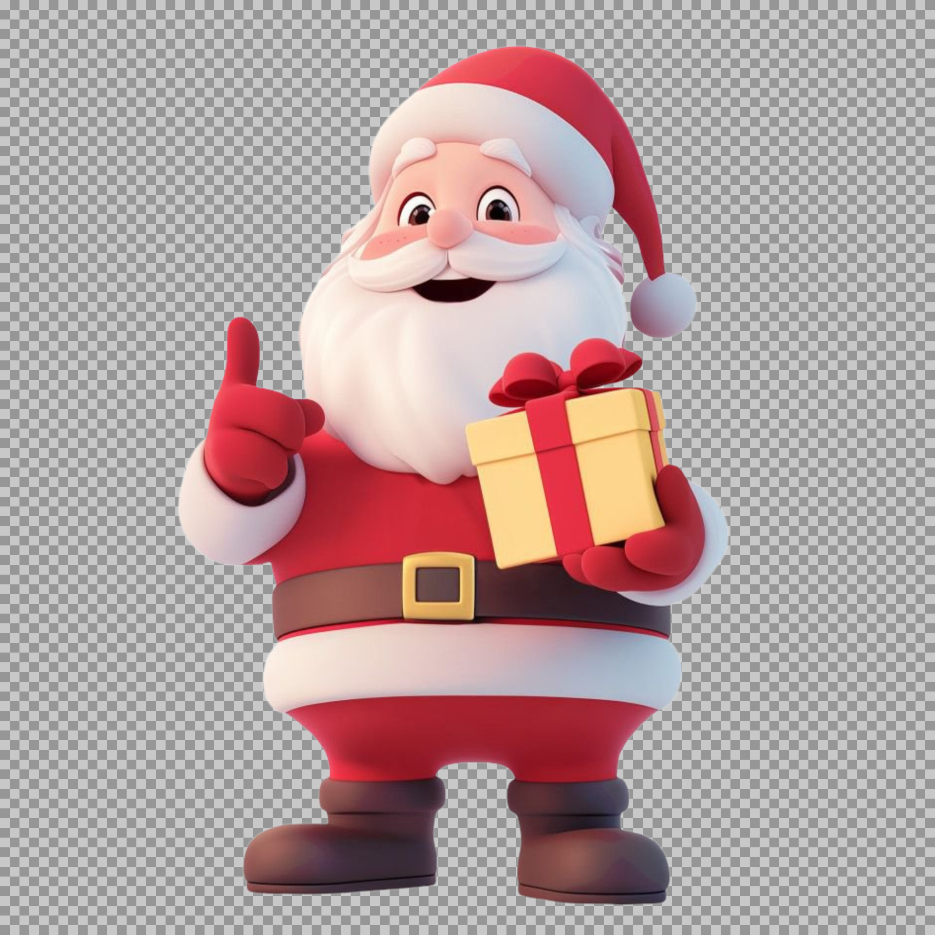 Cute 3D Santa Claus with Gift PNG | Holiday Illustration